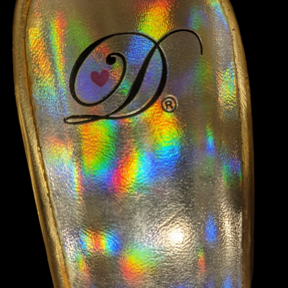 Stiletto Platform Heels Sz 8.5 Gold Glitter Slip-on Peep Toe Pump Hollywood Glam - Picture 12 of 16